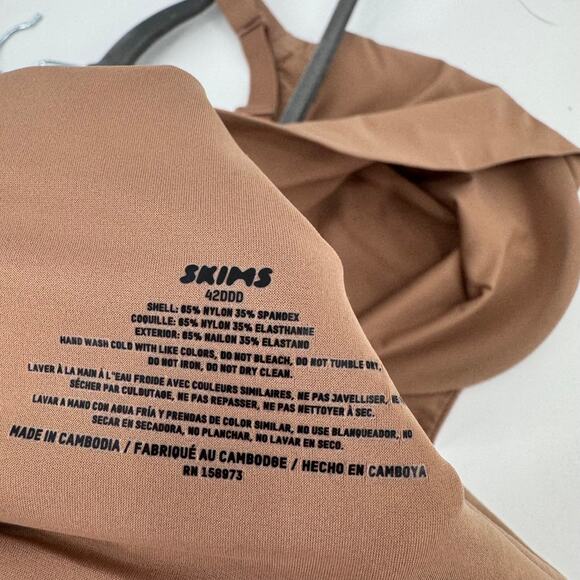 Skims Womens 42DDD Brown Full Coverage Adjustable Straps Ruched Underwired Bra - Picture 7 of 7